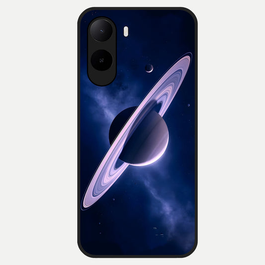  Saturn Ring Mystique Glass Case For Poco C85x back cover – full design glossy printed glass finish