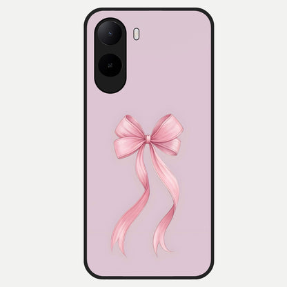  Soft Blush Bow Glass Case For Poco C85x back cover – full design glossy printed glass finish