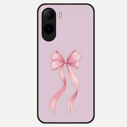  Soft Blush Bow Glass Case For Poco C85x back cover – full design glossy printed glass finish
