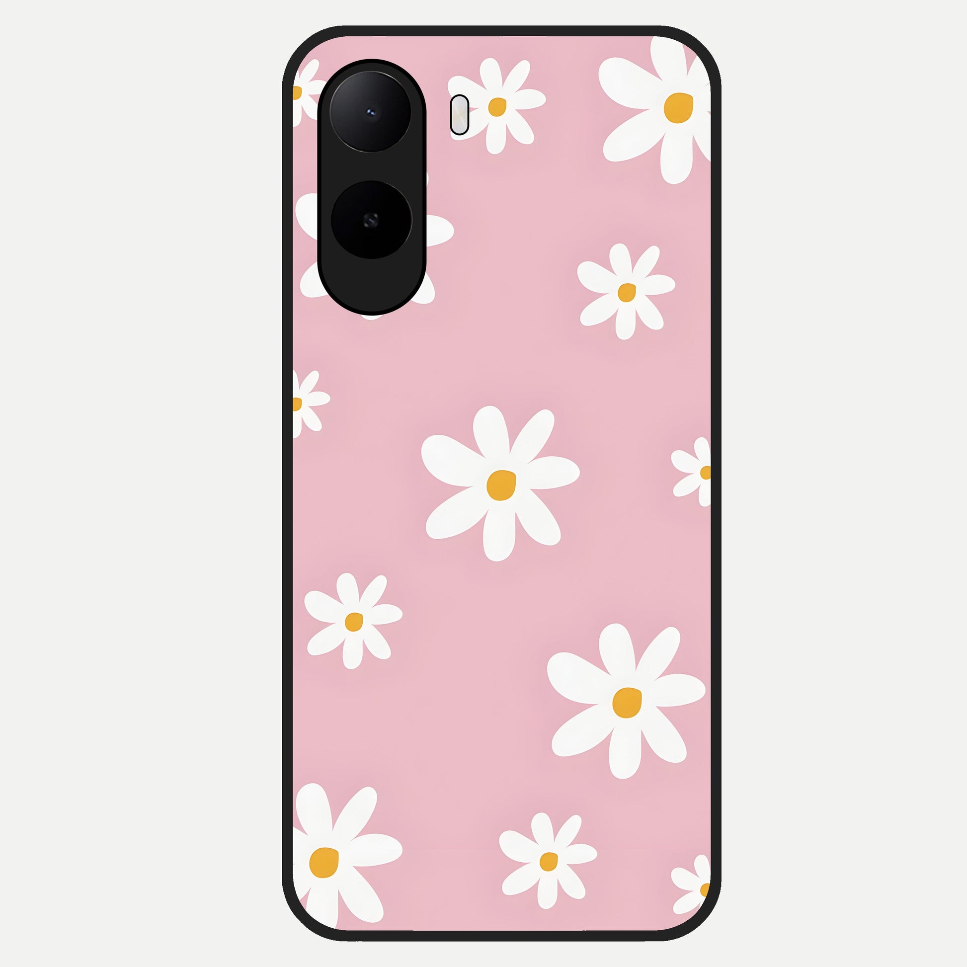  Soft Daisy Bliss Glass Case For Poco C85x back cover – full design glossy printed glass finish