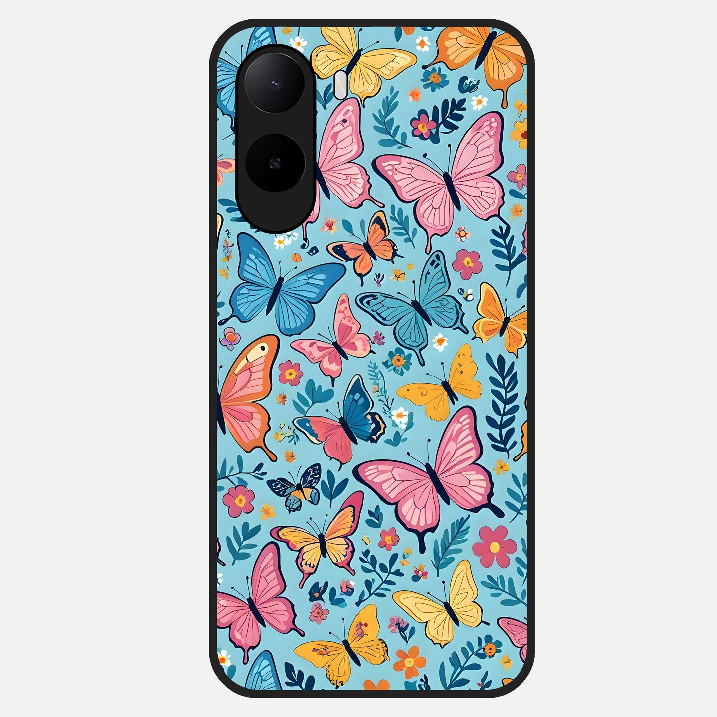  Spring Wing Garden Glass Case For Poco C85x back cover – full design glossy printed glass finish