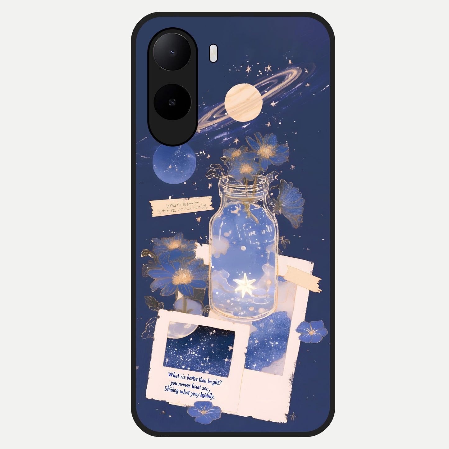  Starlit Cosmic Jar Glass Case For Poco C85x back cover – full design glossy printed glass finish