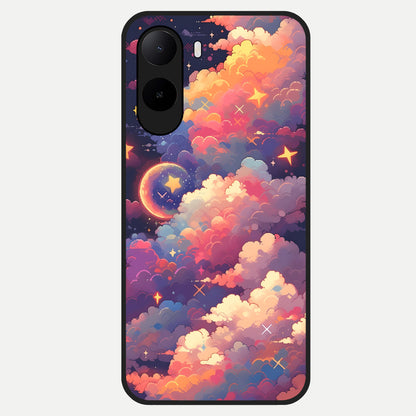  Starlit Dream Clouds Glass Case For Poco C85x back cover – full design glossy printed glass finish