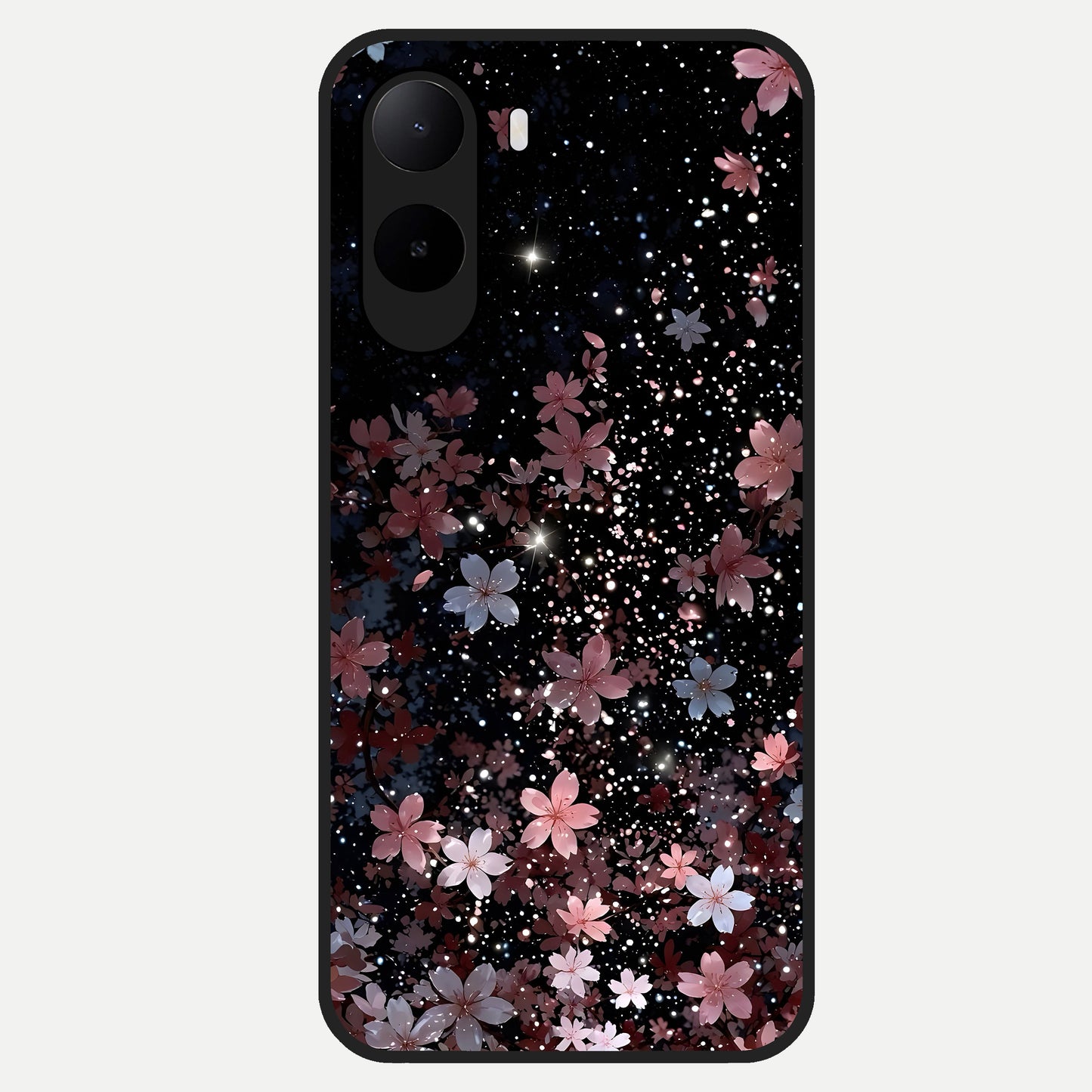  Starlit Flower Dreams Glass Case For Poco C85x back cover – full design glossy printed glass finish