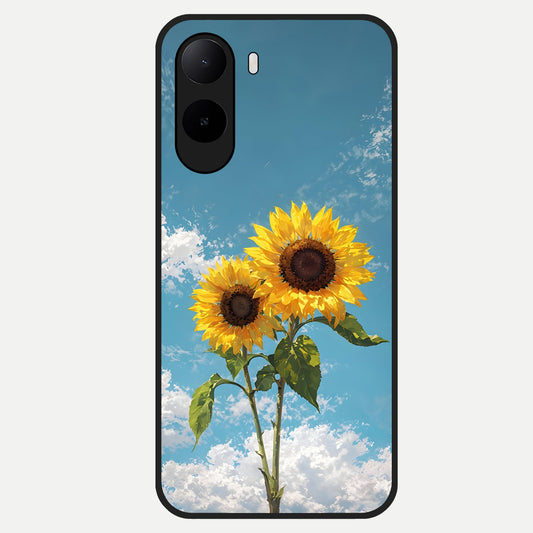  Sunlit Daisy Glow Glass Case For Poco C85x back cover – full design glossy printed glass finish