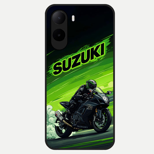  Suzuki Speed Beast Glass Case For Poco C85x back cover – full design glossy printed glass finish