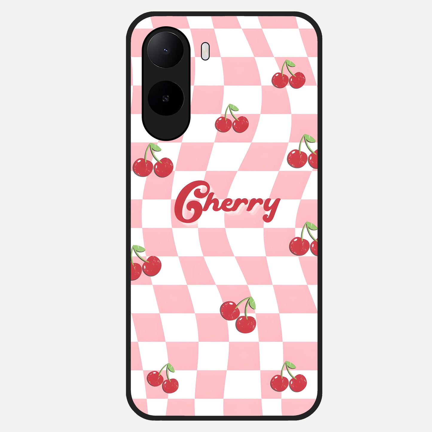  Sweet Cherry Vibes Glass Case For Poco C85x back cover – full design glossy printed glass finish