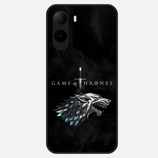  Throne Wolf Legacy Glass Case For Poco C85x back cover – full design glossy printed glass finish