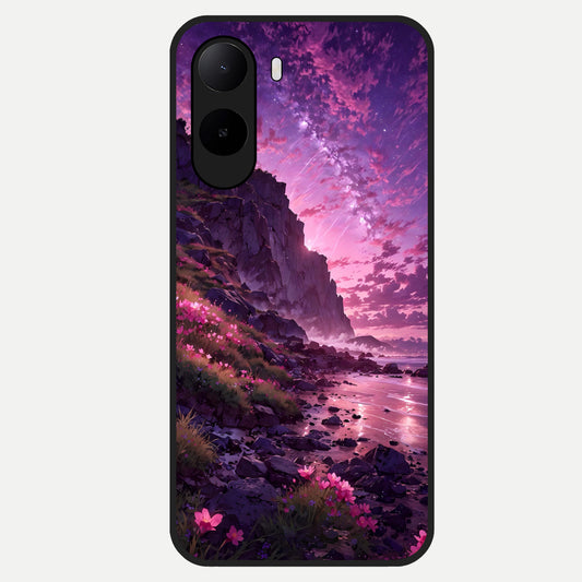  Twilight Blossom Coast Glass Case For Poco C85x back cover – full design glossy printed glass finish