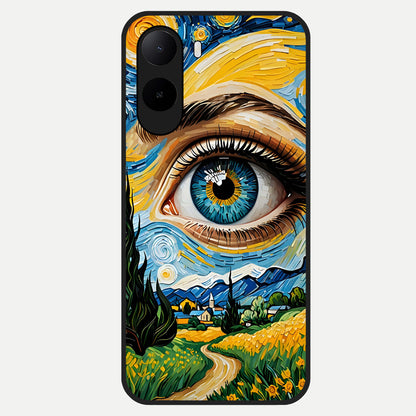  Van Gogh Eye Glass Case For Poco C85x back cover – full design glossy printed glass finish