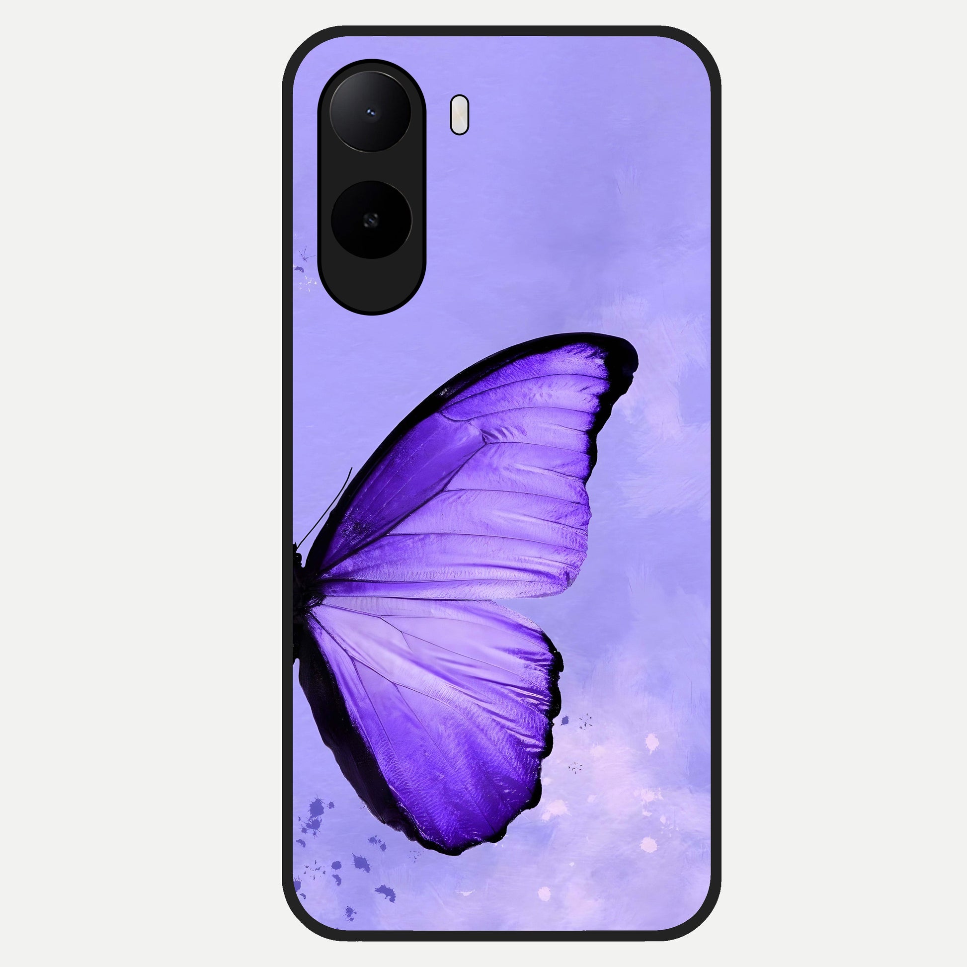  Violet Dream Wing Glass Case For Poco C85x back cover – full design glossy printed glass finish