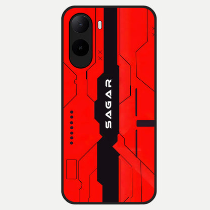  Voltage Rise CYBERPUNK Custom Name Glass Case For Poco C85x back cover – personalized glossy printed glass finish