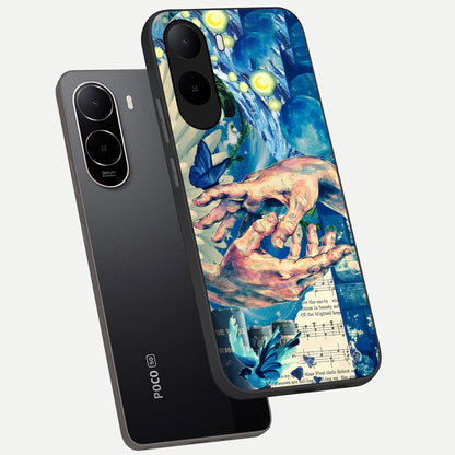  Aesthetic Divider phone case For Poco C85x showing premium glass back cover with detailed artwork