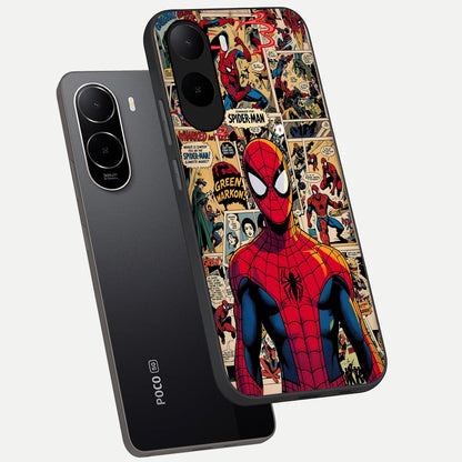  Aesthetic Spider phone case For Poco C85x showing premium glass back cover with detailed artwork