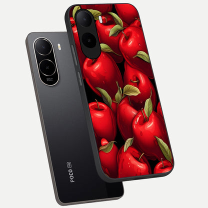  Apple Pattern phone case For Poco C85x showing premium glass back cover with detailed artwork