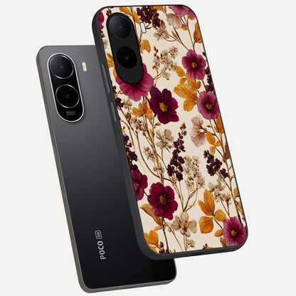  Autumn Wine Bloom phone case For Poco C85x showing premium glass back cover with detailed artwork