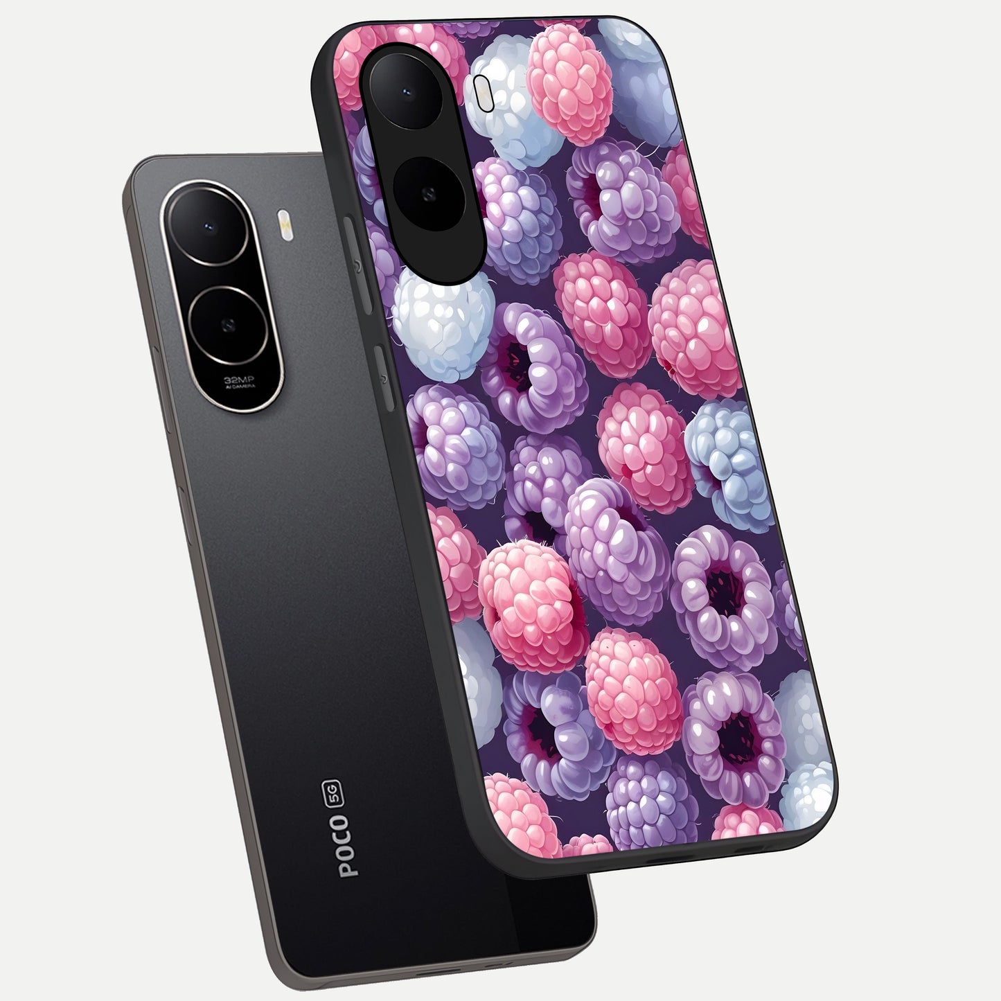 Berry Candy Pop phone case For Poco C85x showing premium glass back cover with detailed artwork