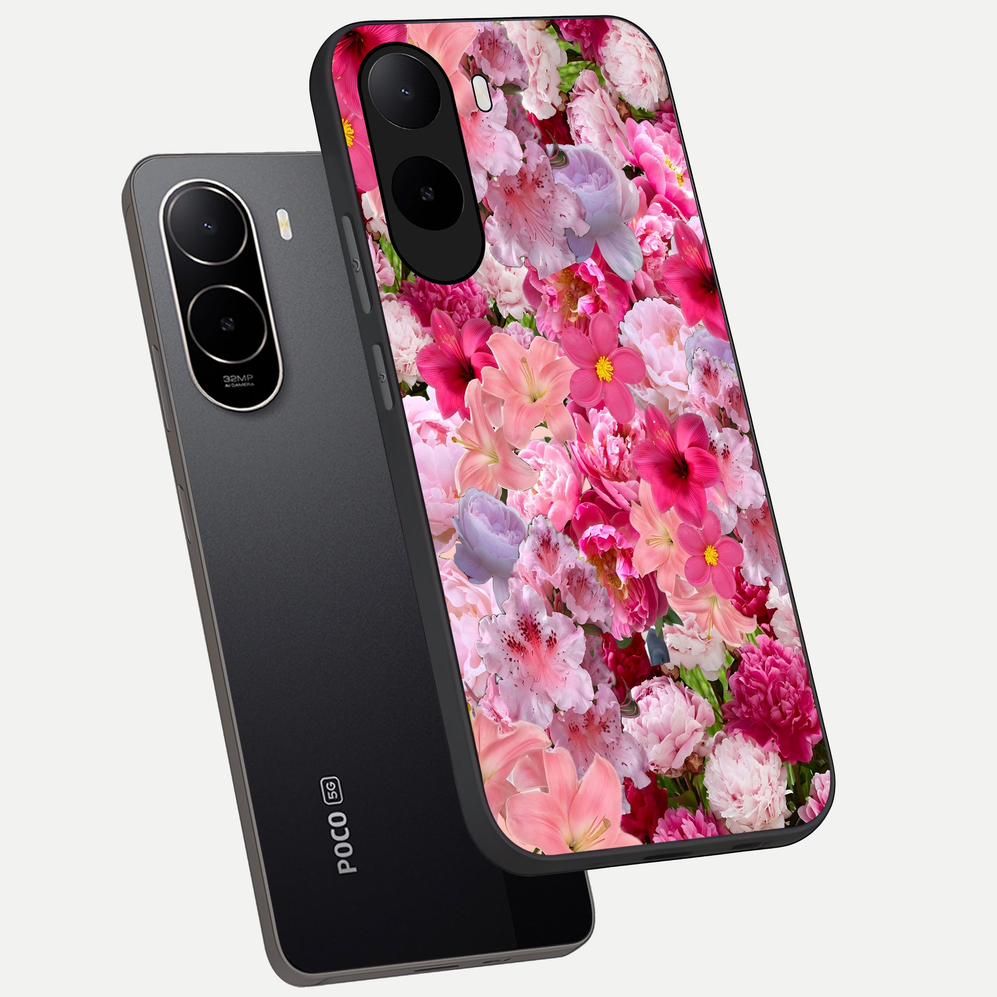  Bloom Crush Fantasy phone case For Poco C85x showing premium glass back cover with detailed artwork