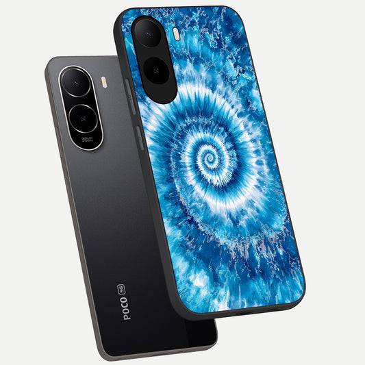  Blue Galaxy Wave phone case For Poco C85x showing premium glass back cover with detailed artwork