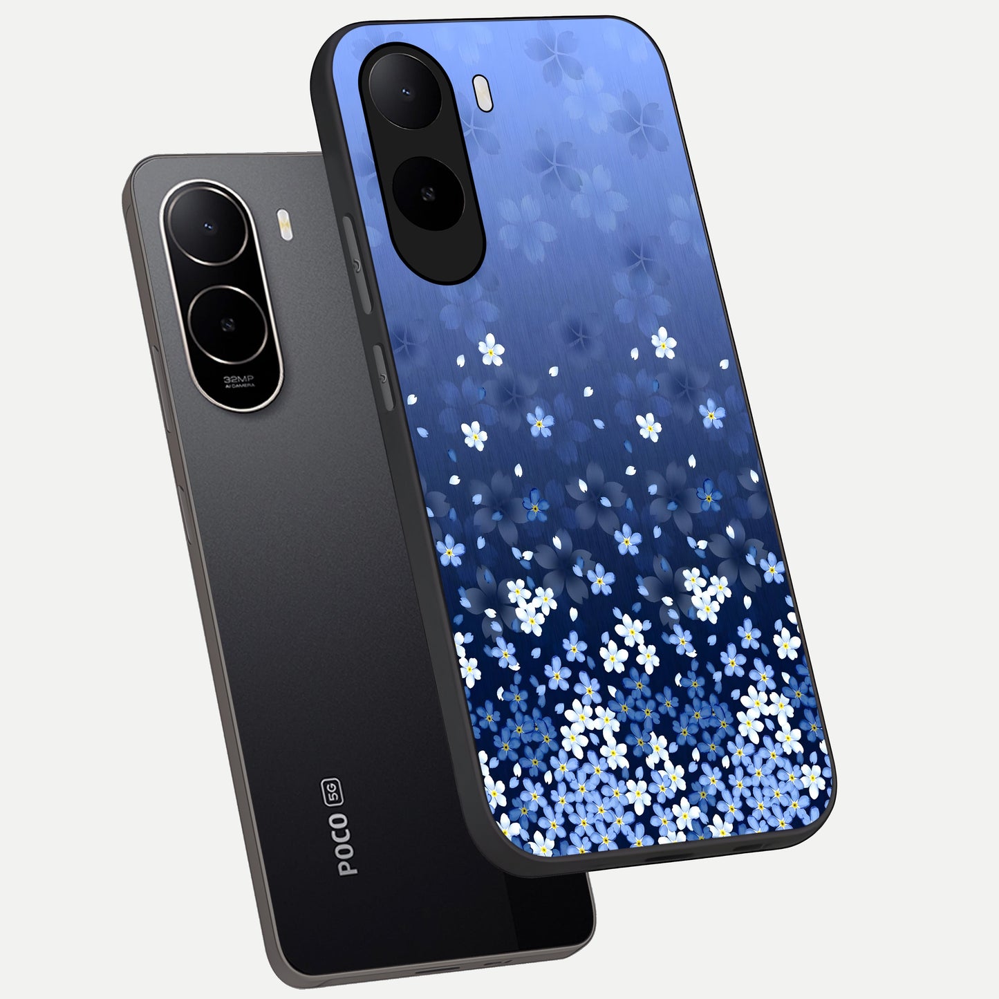  Blue Starry phone case For Poco C85x showing premium glass back cover with detailed artwork