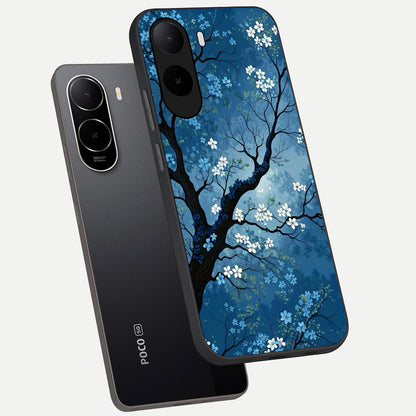  Blue Tree Serenity phone case For Poco C85x showing premium glass back cover with detailed artwork