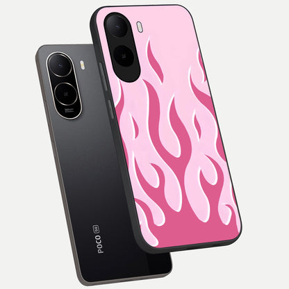 Blush Flame Energy phone case For Poco C85x showing premium glass back cover with detailed artwork