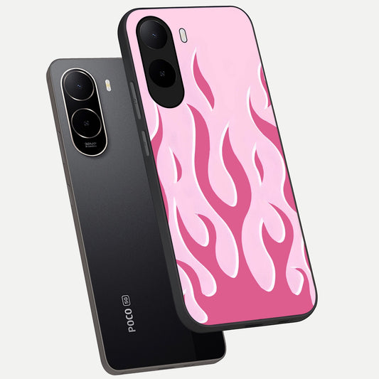  Blush Flame Energy phone case For Poco C85x showing premium glass back cover with detailed artwork