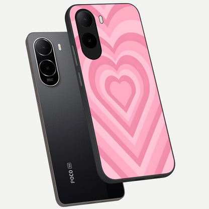  Blush Heart Waves phone case For Poco C85x showing premium glass back cover with detailed artwork