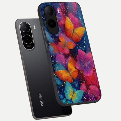  Butterfly Dream Mist phone case For Poco C85x showing premium glass back cover with detailed artwork