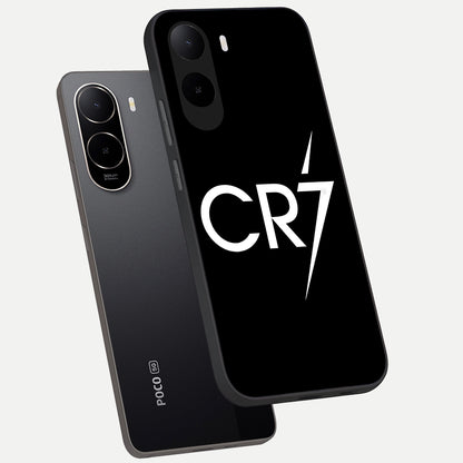  CR7 Elite Strike phone case For Poco C85x showing premium glass back cover with detailed artwork