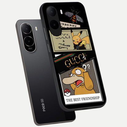  Cartoon Brand Play Mashup phone case For Poco C85x showing premium glass back cover with detailed artwork