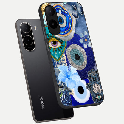  Celestial Blue Vision phone case For Poco C85x showing premium glass back cover with detailed artwork
