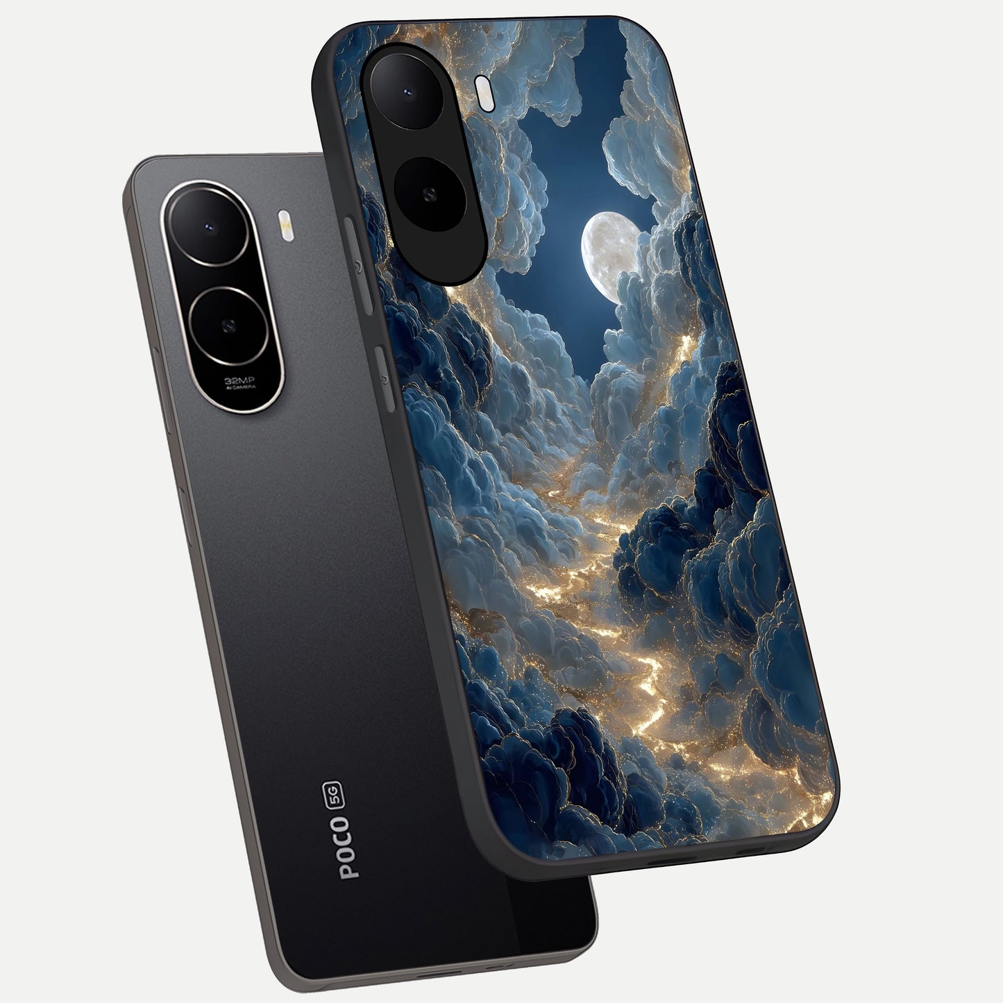  Celestial Cloud Road phone case For Poco C85x showing premium glass back cover with detailed artwork