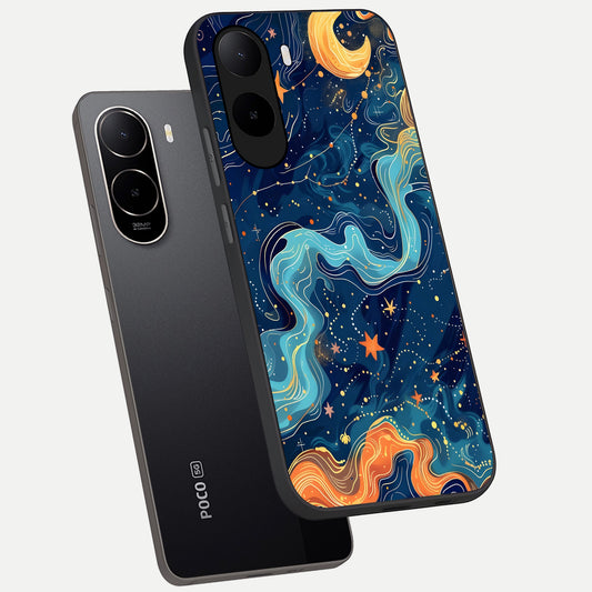  Celestial Dream Flow phone case For Poco C85x showing premium glass back cover with detailed artwork