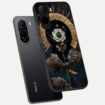  Celestial Lotus Morang phone case For Poco C85x showing premium glass back cover with detailed artwork