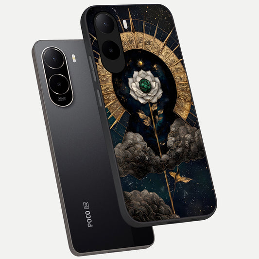  Celestial Lotus Morang phone case For Poco C85x showing premium glass back cover with detailed artwork