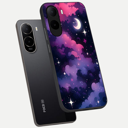  Celestial Moon Magic phone case For Poco C85x showing premium glass back cover with detailed artwork