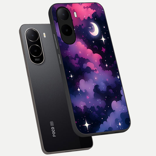  Celestial Moon Magic phone case For Poco C85x showing premium glass back cover with detailed artwork