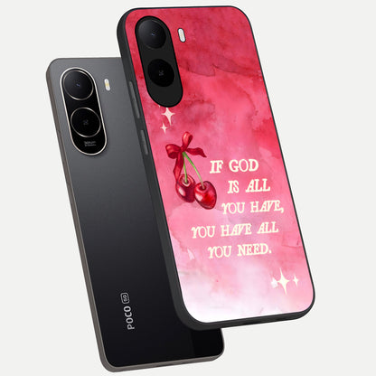  Cherry Quote phone case For Poco C85x showing premium glass back cover with detailed artwork