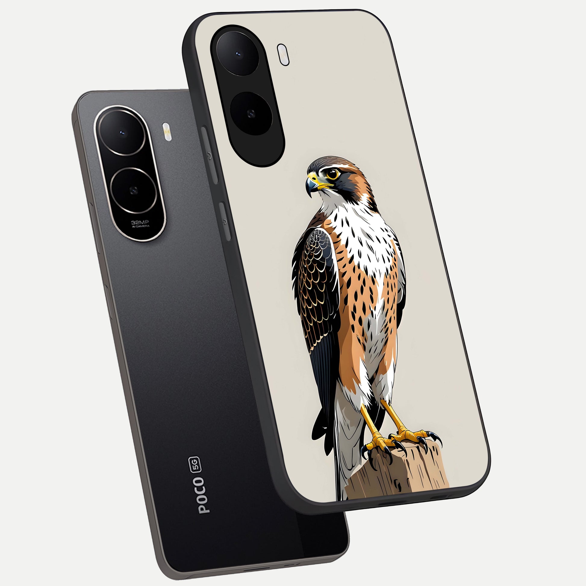  Clever Eagle phone case For Poco C85x showing premium glass back cover with detailed artwork