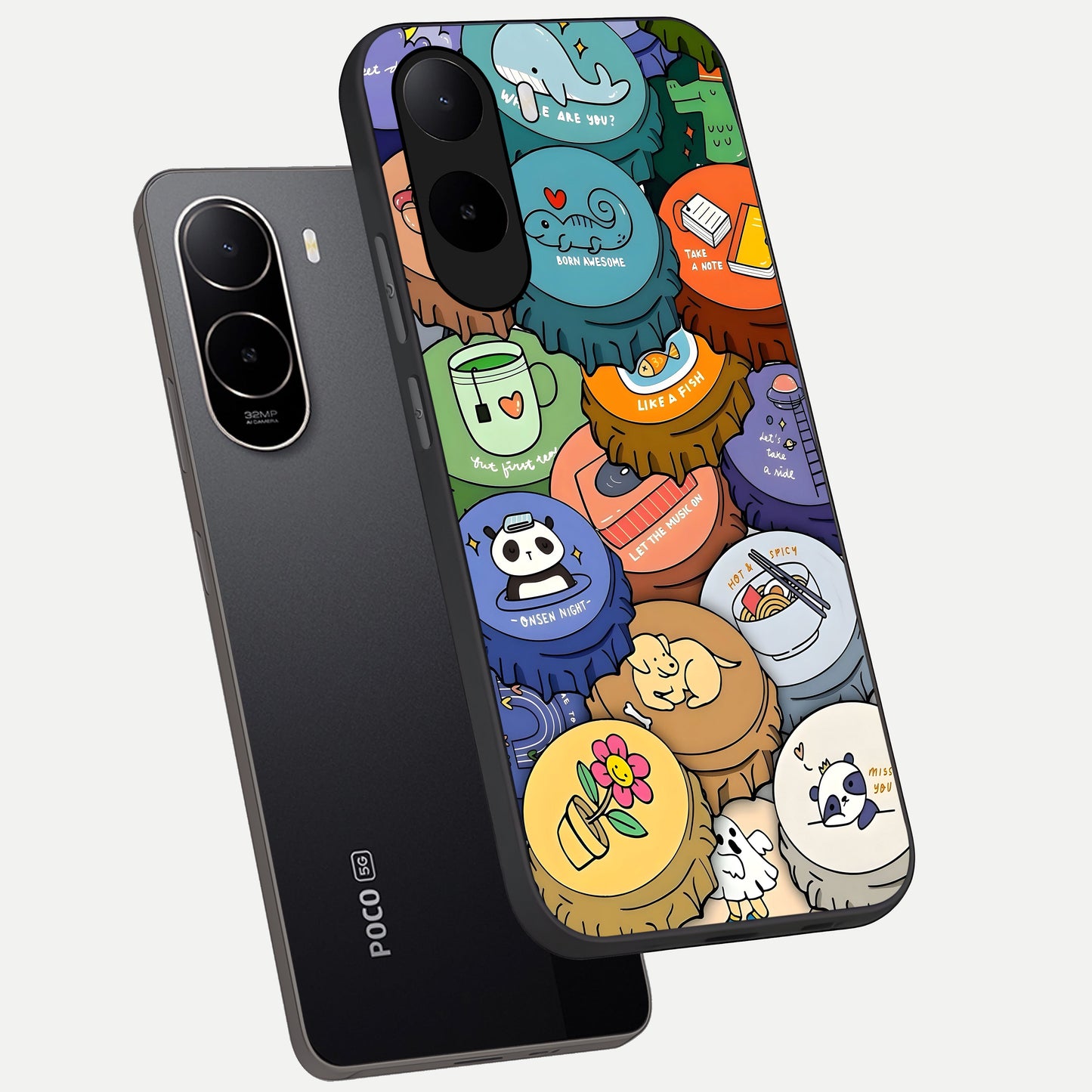  Coins Patterns phone case For Poco C85x showing premium glass back cover with detailed artwork
