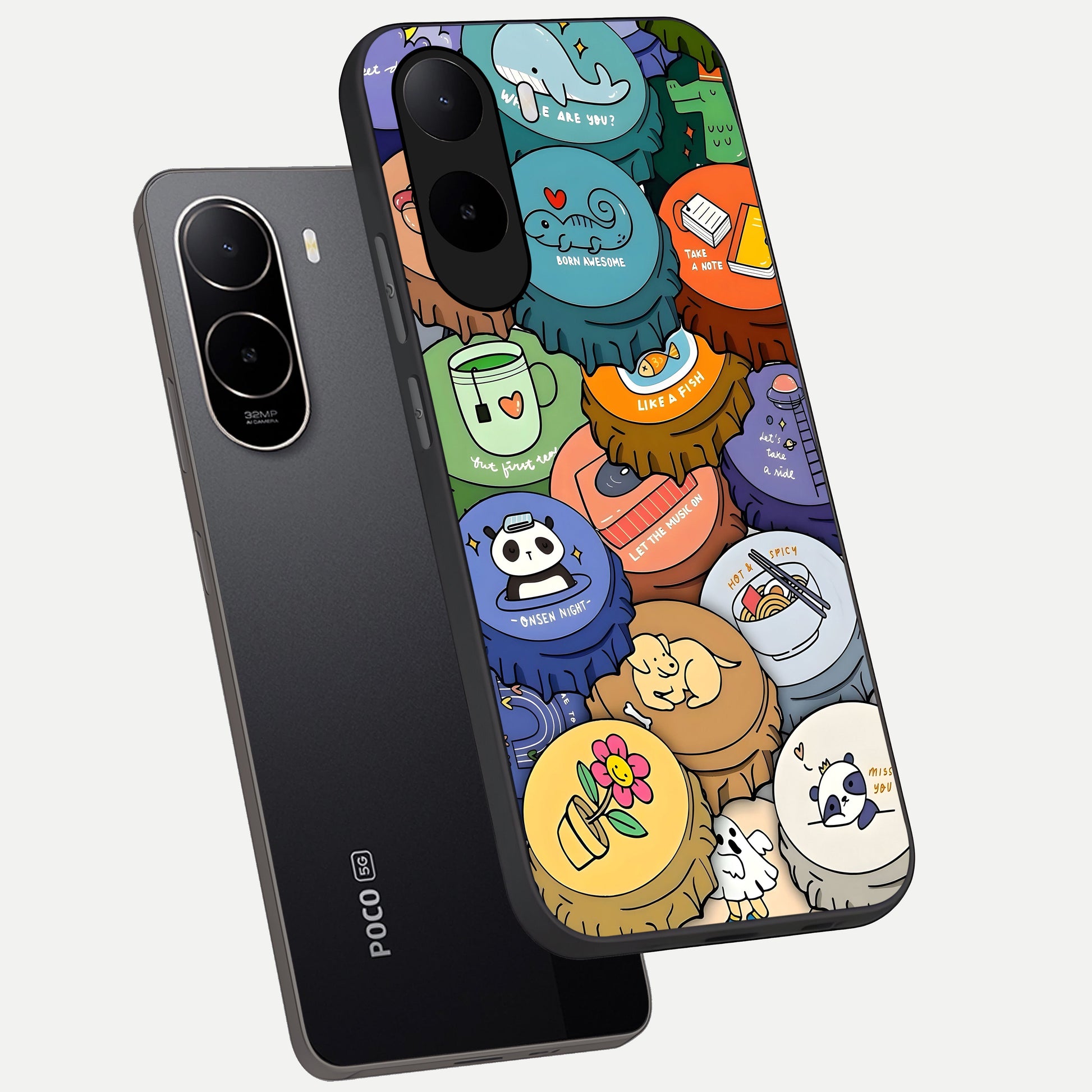  Coins Patterns phone case For Poco C85x showing premium glass back cover with detailed artwork
