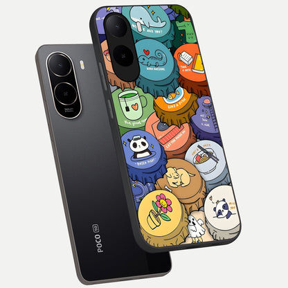  Coins Patterns phone case For Poco C85x showing premium glass back cover with detailed artwork