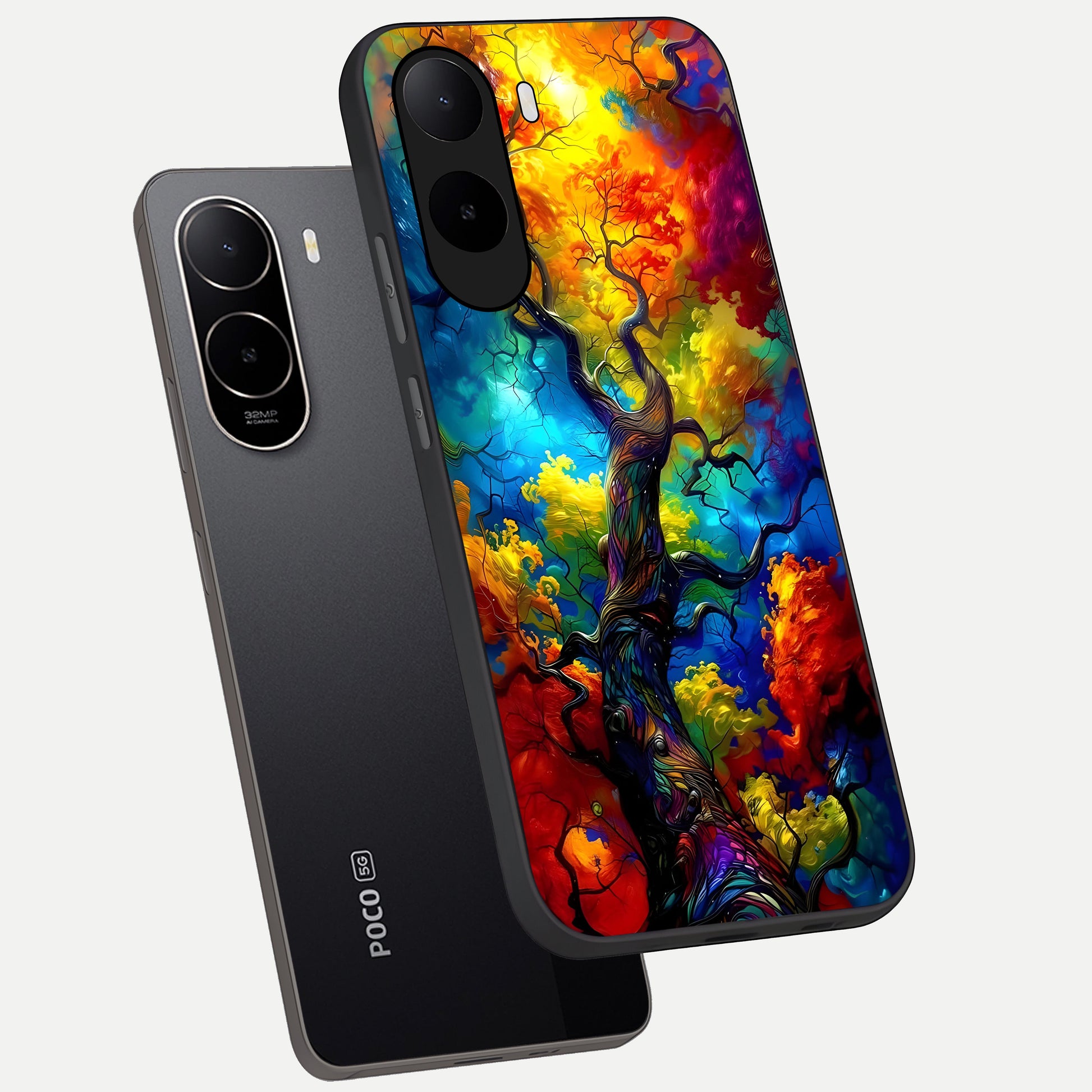  Colorful Soda Bottles phone case For Poco C85x showing premium glass back cover with detailed artwork
