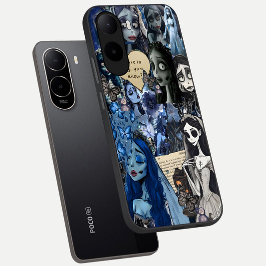  Corpse Bride Posters phone case For Poco C85x showing premium glass back cover with detailed artwork