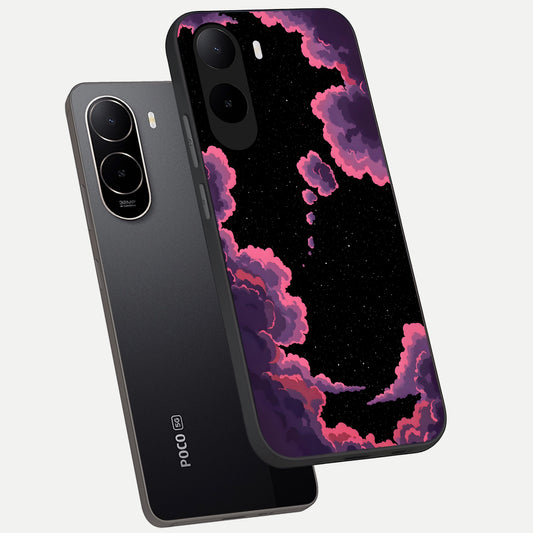  Cosmic Cloud Journey phone case For Poco C85x showing premium glass back cover with detailed artwork