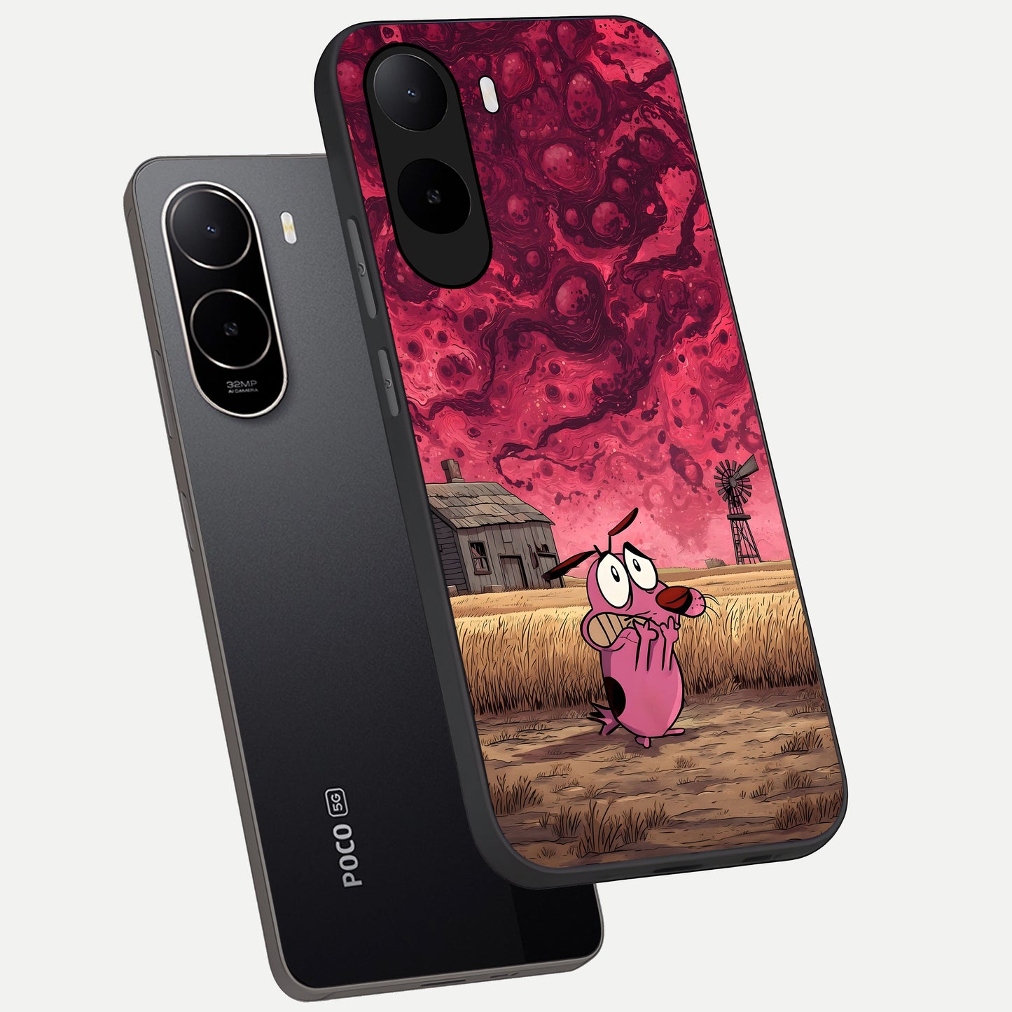  Courage Under Sky phone case For Poco C85x showing premium glass back cover with detailed artwork
