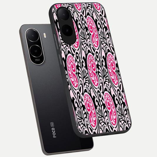  Crimson Paisley Charm phone case For Poco C85x showing premium glass back cover with detailed artwork