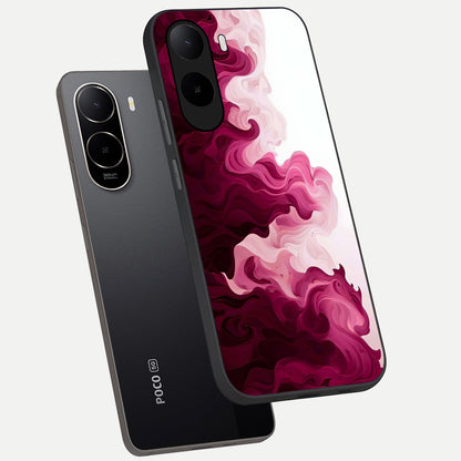  Crimson Wave Flow phone case For Poco C85x showing premium glass back cover with detailed artwork