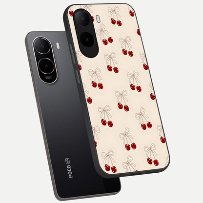  Cute Cherry Pattern phone case For Poco C85x showing premium glass back cover with detailed artwork